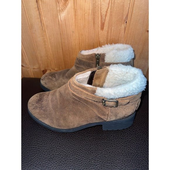 UGG Benson II Brown Leather Side Zip Wool Lined Ankle Boots Women’s Size 8 - Picture 5 of 14